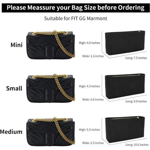 Felt Purse Organizer Insert Mini Bag Liner with Pockets Handbag Tote Divider - Picture 2 of 7